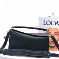 Loewe Medium Puzzle Bag Grained Calfskin In Black