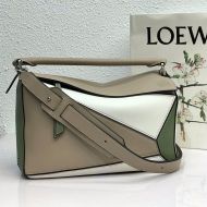Loewe Medium Puzzle Bag Patchwork Calfskin In Apricot/Green