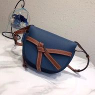 Loewe Small Gate Bag Grained Calfskin In Navy Blue