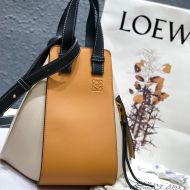 Loewe Small Hammock Bag Patchwork Calfskin In Camel/Khaki
