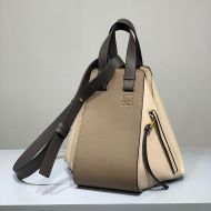 Loewe Small Hammock Bag Patchwork Calfskin In Gray/Khaki