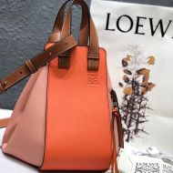 Loewe Small Hammock Bag Patchwork Calfskin In Orange/Pink