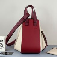 Loewe Small Hammock Bag Patchwork Calfskin In Red/Gray