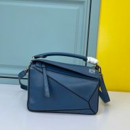Loewe Small Puzzle Bag Classic Calfskin In Blue/Beige 