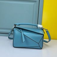 Loewe Small Puzzle Bag Classic Calfskin In Sky Blue/Beige 