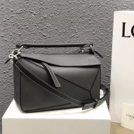 Loewe Small Puzzle Bag Grained Calfskin In Gray
