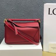 Loewe Small Puzzle Bag Grained Calfskin In Red