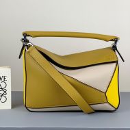 Loewe Small Puzzle Bag Patchwork Calfskin In Lemon/Yellow