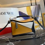 Loewe Small Puzzle Bag Patchwork Calfskin In Yellow/White