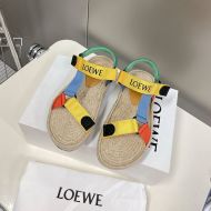 Loewe Strappy Espadrille Sandals Nylon Unisex In Beige/Yellow