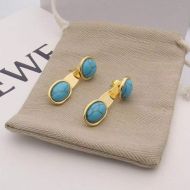 Loewe Turquoise Drop Stud Earrings In Metal Gold/Blue