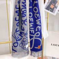 Loewe Wool And Cashmere Scarf In Blue/Gray