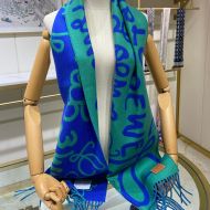 Loewe Wool And Cashmere Scarf In Green/Blue