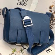 Loewe XS Military Messenger Bag Grained Calfskin In Blue