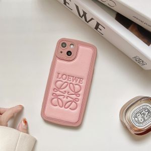 Loewe Anagram iPhone Case In Grained Leather Pink
