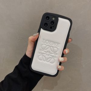 Loewe Anagram iPhone Case In Grained Leather White
