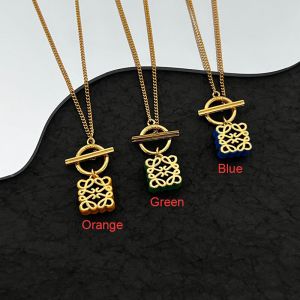 Loewe Anagram Pendant Necklace Metal and Enamel