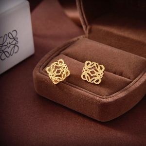 Loewe Anagram Stud Earrings In Metal Gold