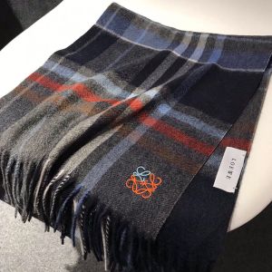Loewe Classic Check Cashmere Scarf In Gray