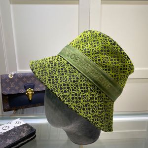 Loewe Embroiderd Anagram Mesh Bucket Hat In Green