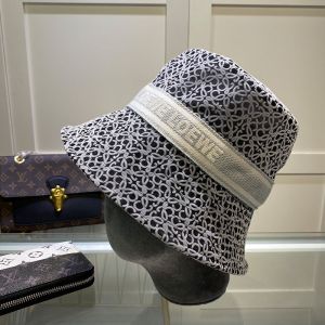 Loewe Embroiderd Anagram Mesh Bucket Hat In Gray