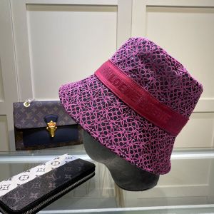 Loewe Embroiderd Anagram Mesh Bucket Hat In Pink