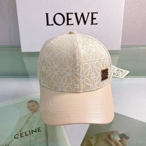Loewe Embroidery Anagram Cap Jacquard and Calfskin In Beige/Apricot