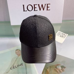 Loewe Embroidery Anagram Cap Jacquard and Calfskin In Black