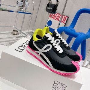 Loewe Flow Runner Sneakers Unisex Suede and Nylon In Black/Pink