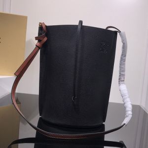 Loewe Gate Bucket Bag Grained Calfskin In Black