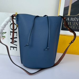 Loewe Gate Bucket Bag Grained Calfskin In Blue