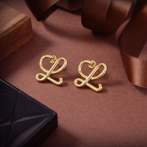 Loewe Logo L Stud Earrings In Metal Gold