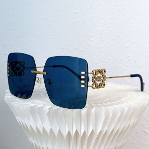 Loewe LW40050U Oversize Square Metal Sunglasses In Navy Blue