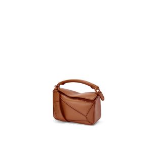 Loewe Mini Puzzle Bag Satin Calfskin In Brown