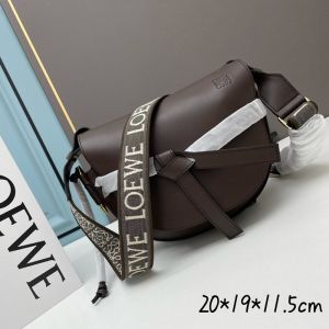 Loewe Small Gate Bag Soft Calfskin and Jacquard In Coffee