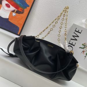 Loewe Small Paseo Chain Bag In Shiny Nappa Calfskin Black