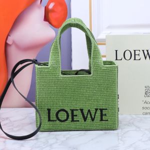 Loewe The LOEWE Font Tote In Raffia Green
